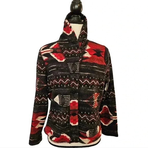 LRL Lauren Jeans Co Ralph Lauren Southwestern Style Sweatshirt Jacket - Picture 2 of 10